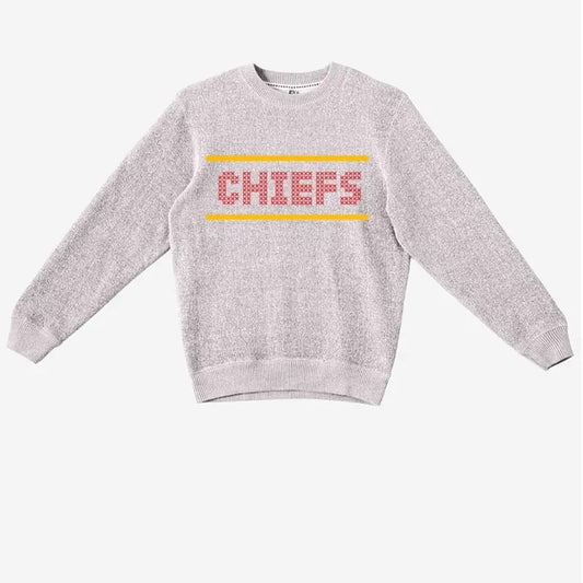 Vintage KC Chief  style Football Sweater Sweatshirt Crew Neck groutfit outfits Crewneck Classic Cotton Fabric Knit Long Overall Ribbed Stylish Pullover Detroit Unisex graphic Menswear Knitwear Textured Casual