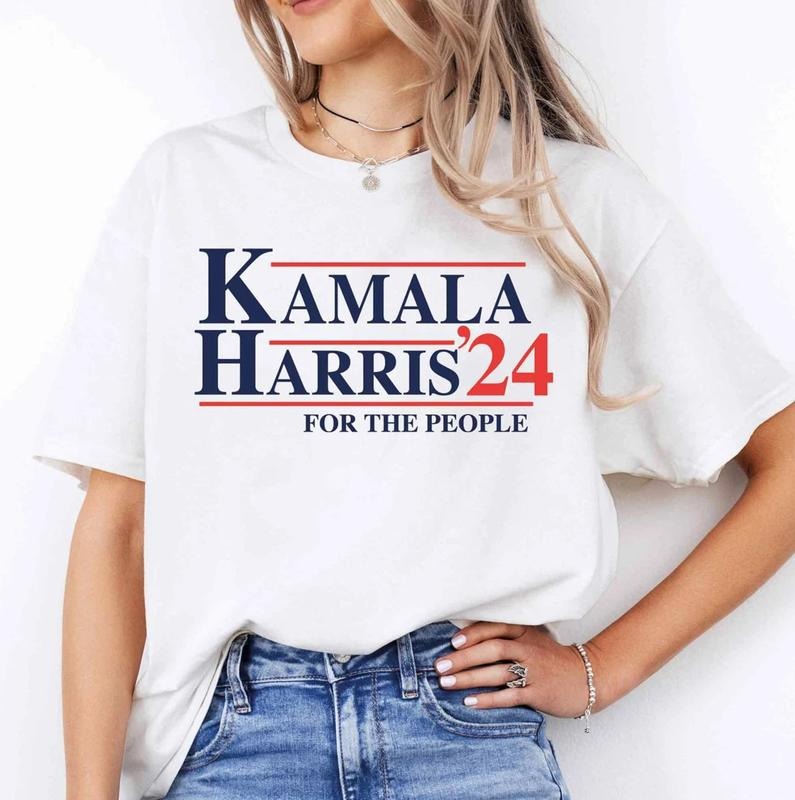 Vintage Kamala Harris For The People Shirt Short Sleeve, Crew Neck, Fitted, Cotton Top Womenswear