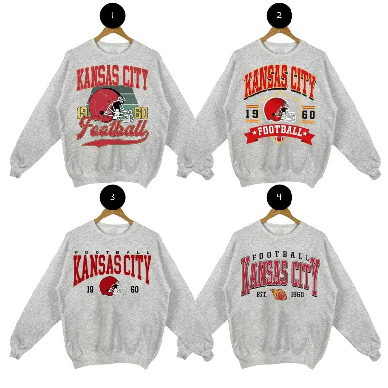 Vintage Kansas City Football Sweatshirt, Football Crewneck Sweatshirt, Football Fan Gift, Vintage Football Sweatshirt