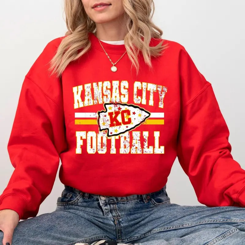 Vintage Kansas City Football Sweatshirt, Trendy Kansas City Fan Shirt, Football Crewneck, Game Day Shirt, Shirt For Men and Women