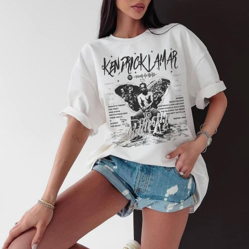 Vintage Kendrick Lamar Butterfly Album T-shirt Top Womenswear