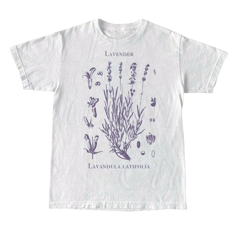 Vintage Lavender 90s Graphic T-Shirt, Retro Lavender Unisex Adult Shirt, Wildflowers Nature Shirt, Botanical Shirt, Relaxed Cotton Shirt