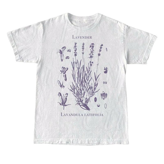 Vintage Lavender 90s Graphic T-Shirt, Retro Lavender Unisex Adult Shirt, Wildflowers Nature Shirt, Botanical Shirt, Relaxed Cotton Shirt