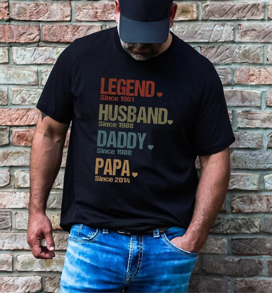 Vintage Legend Husband Dad Papa Shirt, Personalized Legend Husband Dad Papa Shirt, Custom Legend Husband Dad Grandpa Shirt, Custom Years Shirt, Personalized Gifts For Grandpa, Dad, 2024 Fathers Day Shirt