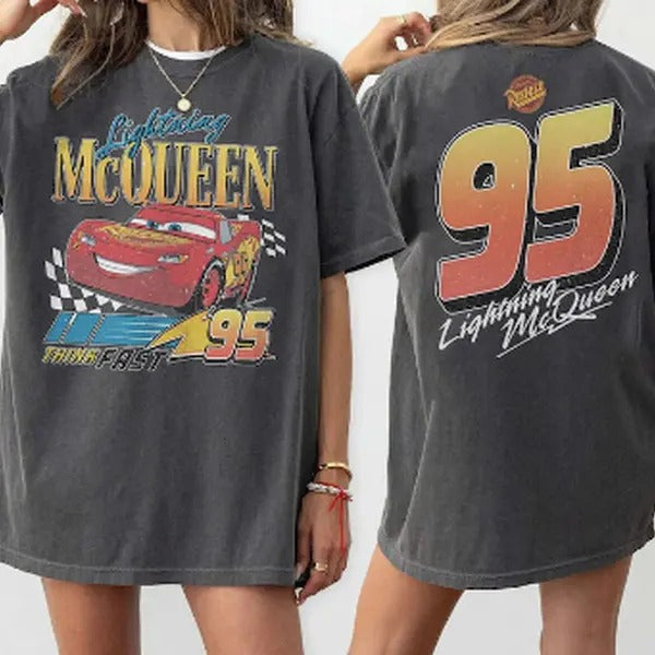Vintage Lightning Mcqueen Shirts, Lightning McQueen Number Back T-shirts, Cars Shirts For Car Guys , Gift for Dad, Menswear Top Womenswear Underwear