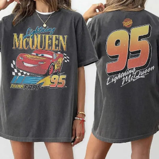 Vintage Lightning Mcqueen Shirts, Lightning McQueen Number Back T-shirts, Cars Shirts For Car Guys , Gift for Dad, Menswear Top Womenswear Underwear