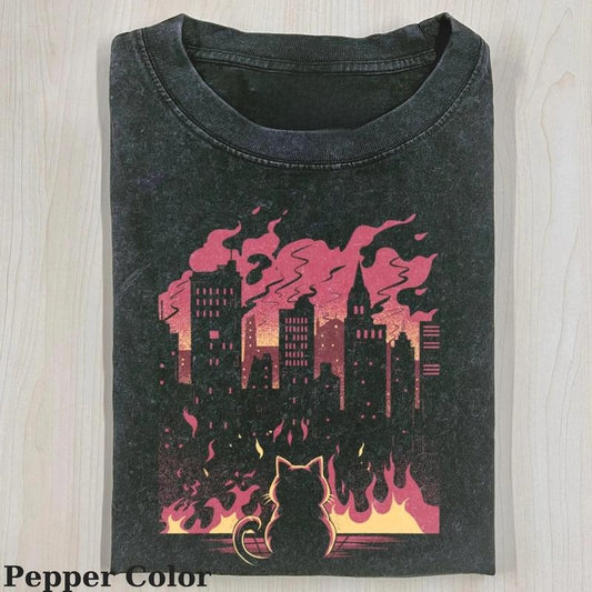 Vintage Little Evil Cat T-shirt, Fantasy Kitten Tshirt, Cute Cat Shirt, Love Cat Tshirt, Meme Cringe Funny Dumb Shirts, Unisex Shirt Menswear Womenswear Streetwear