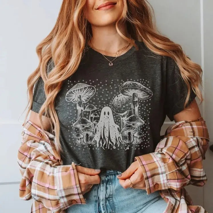 Vintage Look Mushroom Ghost Town Bella Canvas T shirt Mushroom Shirt Ghost Gift Mushroom Gift