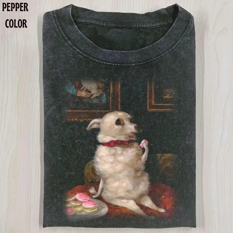 Vintage Macarons for Josephine Funny Dog Meme Graphic Tee Women's T-Shirt