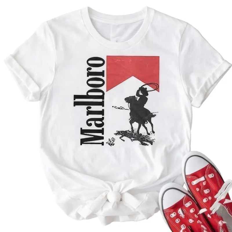 Vintage Marlboro Classic Cowboy Designs Front Printed Only T-Shirt