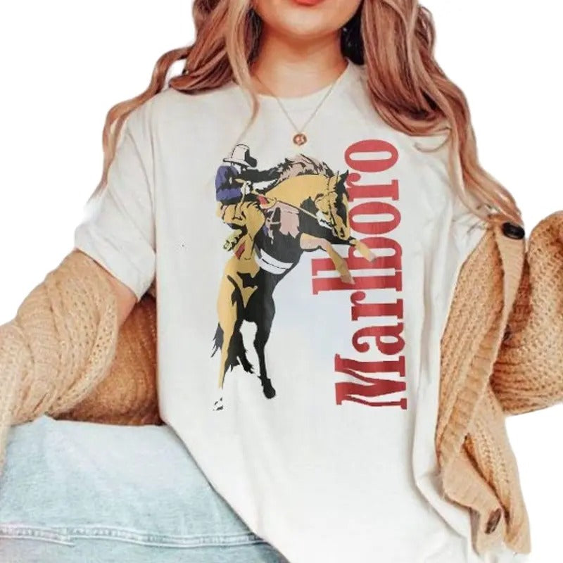 Vintage Marlboro Cowboy Wild West T-Shirt, Western Graphic Tee, Gift For Men Women, Country Music Shirt