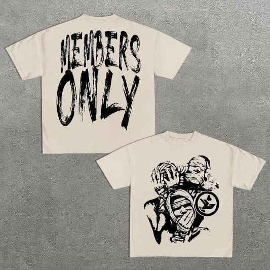 Vintage Members Only Graphic Short Sleeve T-Shirt Y2k Graphic Tees Cotton Top vintage  graphic  tees Womenswear Breathable