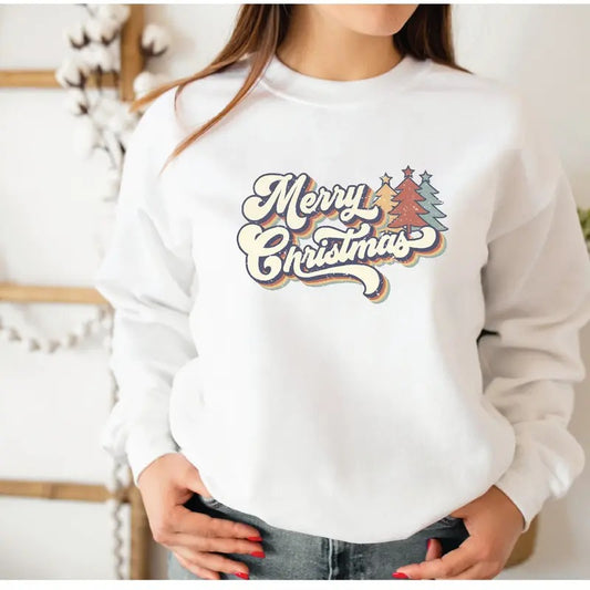 Vintage Merry Christmas Sweatshirt, Christmas Crewneck, Holiday Sweater, New Year Shirt, Retro Merry Christmas Sweatshirt for Women,  Xmas Sweater