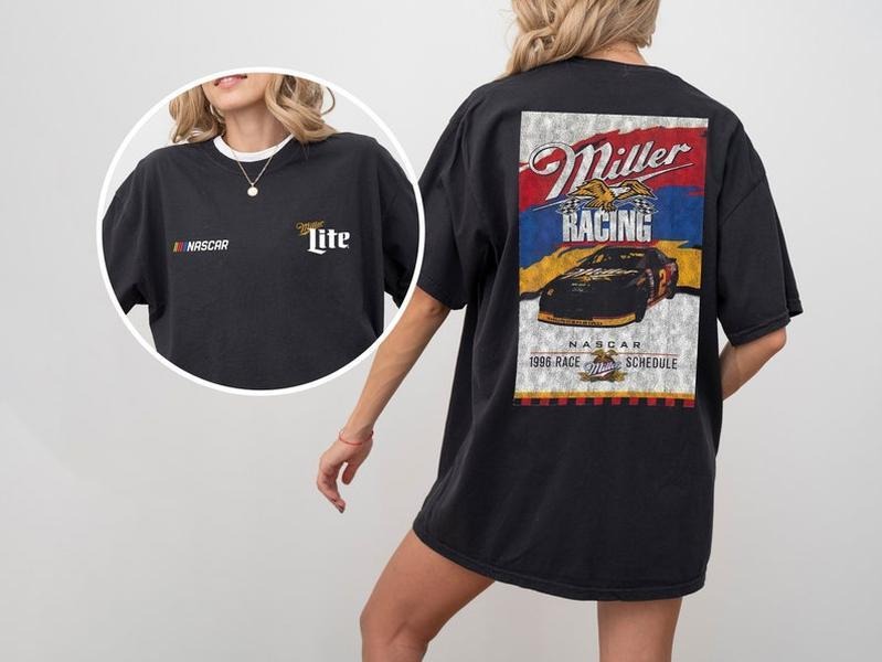 Vintage Miller Lite Racing Style Unisex T-shirt Top Womenswear Tshirt Summer thigh highs big t shirt