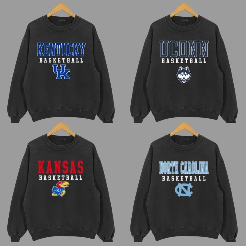 Vintage NCAA College Basketball Sweatshirt Classic Unisex Streetwear Tee 100% Cotton Graphic Crew Neck Short Sleeve Fitted Machine Washable