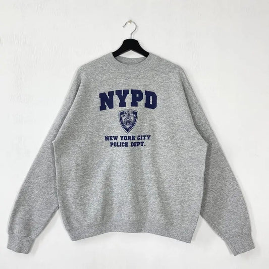 Vintage New York Police Department Sweatshirt NYPD Crewneck Police Department Sweater Pullover NYPD Print Logo Menswear Athletic Casual Collar