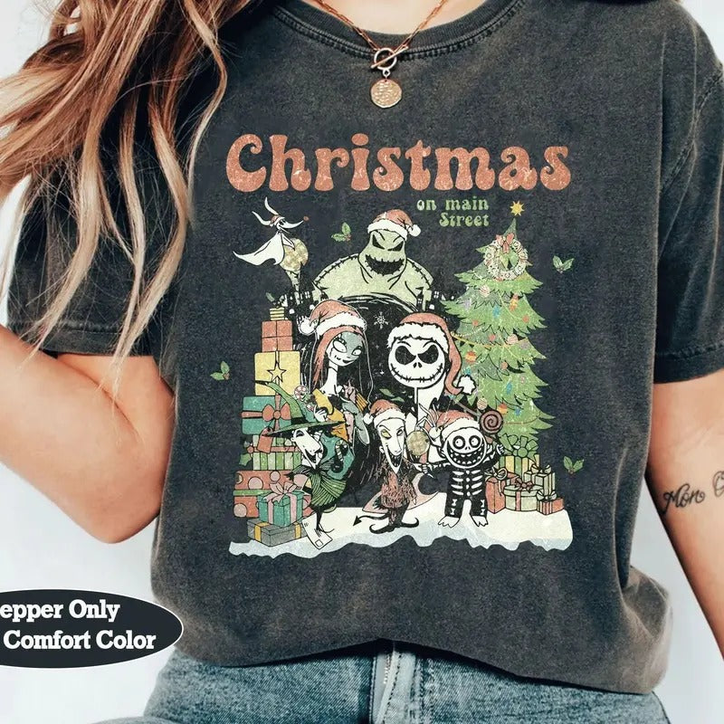Vintage Nightmare Before Christmas Shirt - Jack And Friends Spooky Holiday Tee For Disneyland Trip