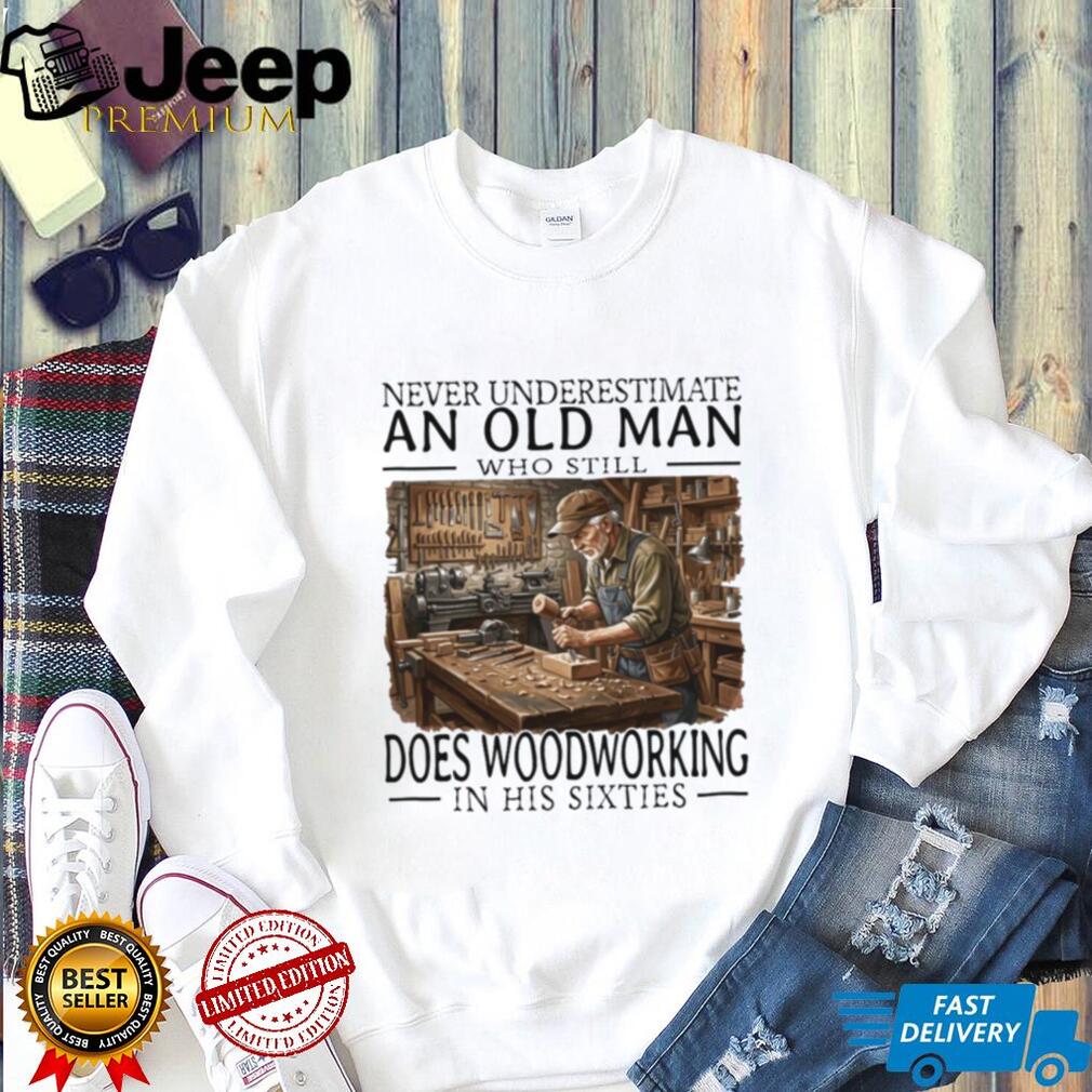 Vintage Old Man Woodworking In His Sixties Shirt