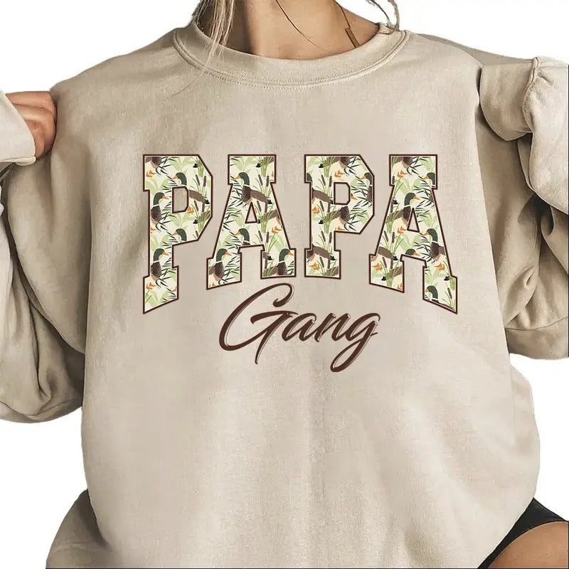 Vintage Papa Gang Duck Sweatshirt 90s Hunting Season Mallard Duck Retro T-shirts Unisex Hoodie Pullover Cotton