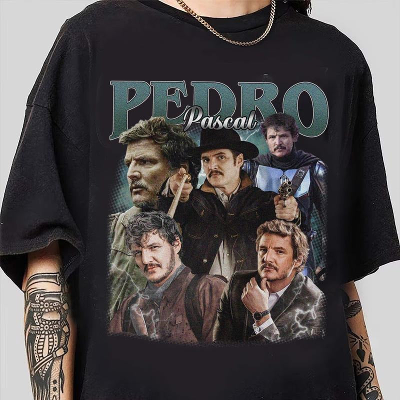 Vintage Pedro Pascal Shirt, Pedro Pascal Tribute Celebrity Shirt, Pedro Pascal Fans Gift, Clothing Casual Fabric Menswear...