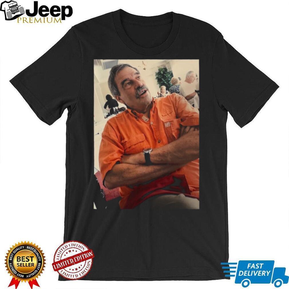 Vintage Photo Man in Orange T Shirt Meme Aesthetic Graphic