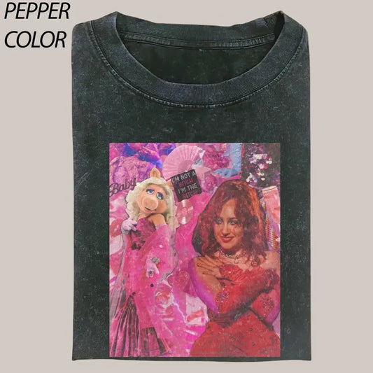 Vintage Piggy Roan Graphic Unisex Shirt, Cartoon Characters T-shirt, Funny Meme Graphic Tee, Valentine's Gift, Gift for Girlfriend's Top Womenswear shirts women graphic tees women