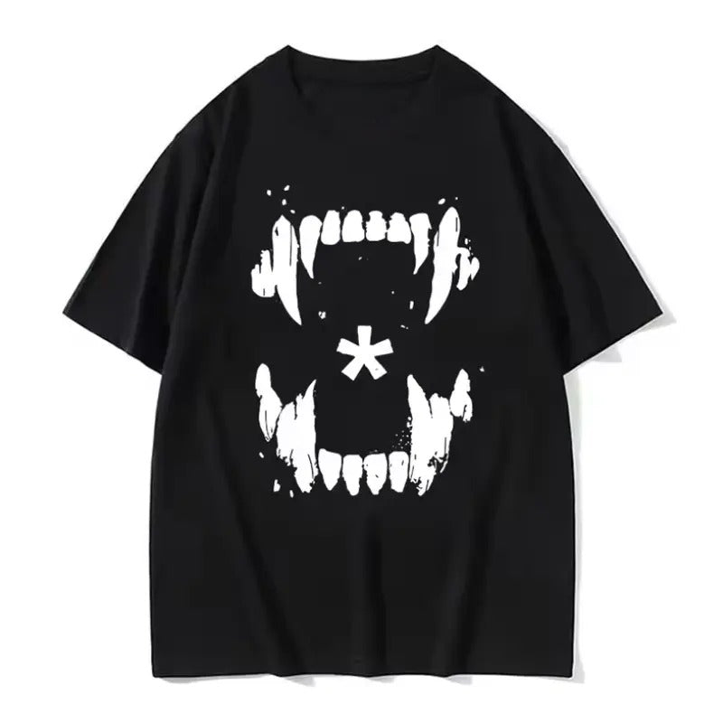 Vintage Playboi Carti Graphic T-Shirt, Minimalist Vampire Teeth, Y2K Rapper Tee, HipHop Streetwear Cotton, Menswear Womenswear Fashion Soft Top
