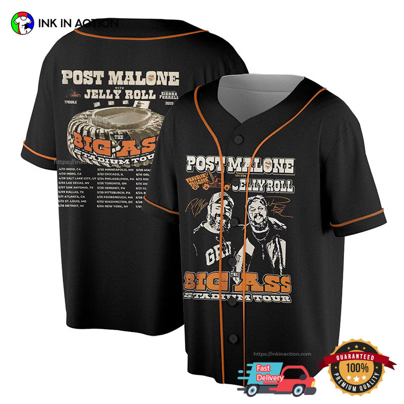 Vintage Post Malone Big Ass Stadium Tour Baseball Jersey