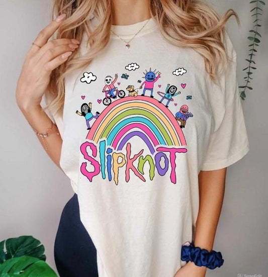 Vintage Rainbow the Slipknot Band Shirt, Slipknot 90s Records Rock Casual Cotton Fit Top Hoodie, Sweatshirt | WearSparks.com