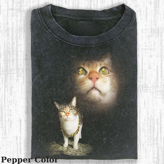 Vintage Rich Kitten Cat T-shirt, Cute Cat Shirt, Love Cat Tshirt, Meme Cringe Funny Dumb Shirts, Unisex Shirt Menswear Womenswear Streetwear