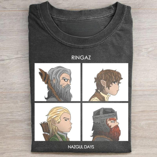 Vintage Ringaz Nazgul Days Graphic Tee - The Lord of The Rings Movie Shirt - Gandalf & Frodo Baggins - Legolas & Gimli - Fantasy Rings - LotR Shirt Top Womenswear
