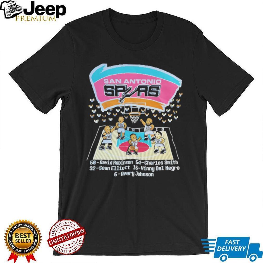 Vintage San Antonio Spurs Basketball Starting Five Retro 90s Spurs Squad T shirt
