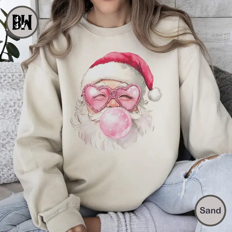 Vintage Santa Sweatshirt, Christmas Sweatshirt, Holiday Sweater, Womens Holiday Sweatshirt, Christmas Shirt, Retro Christmas, Preppy Christmas