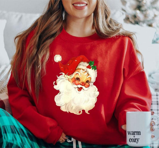 Vintage Santa Sweatshirt, Retro Santa Christmas Sweatshirt, Cute Vintage Santa, Classic Christmas Shirt, Xmas Holiday Clothing Women's Sweater
