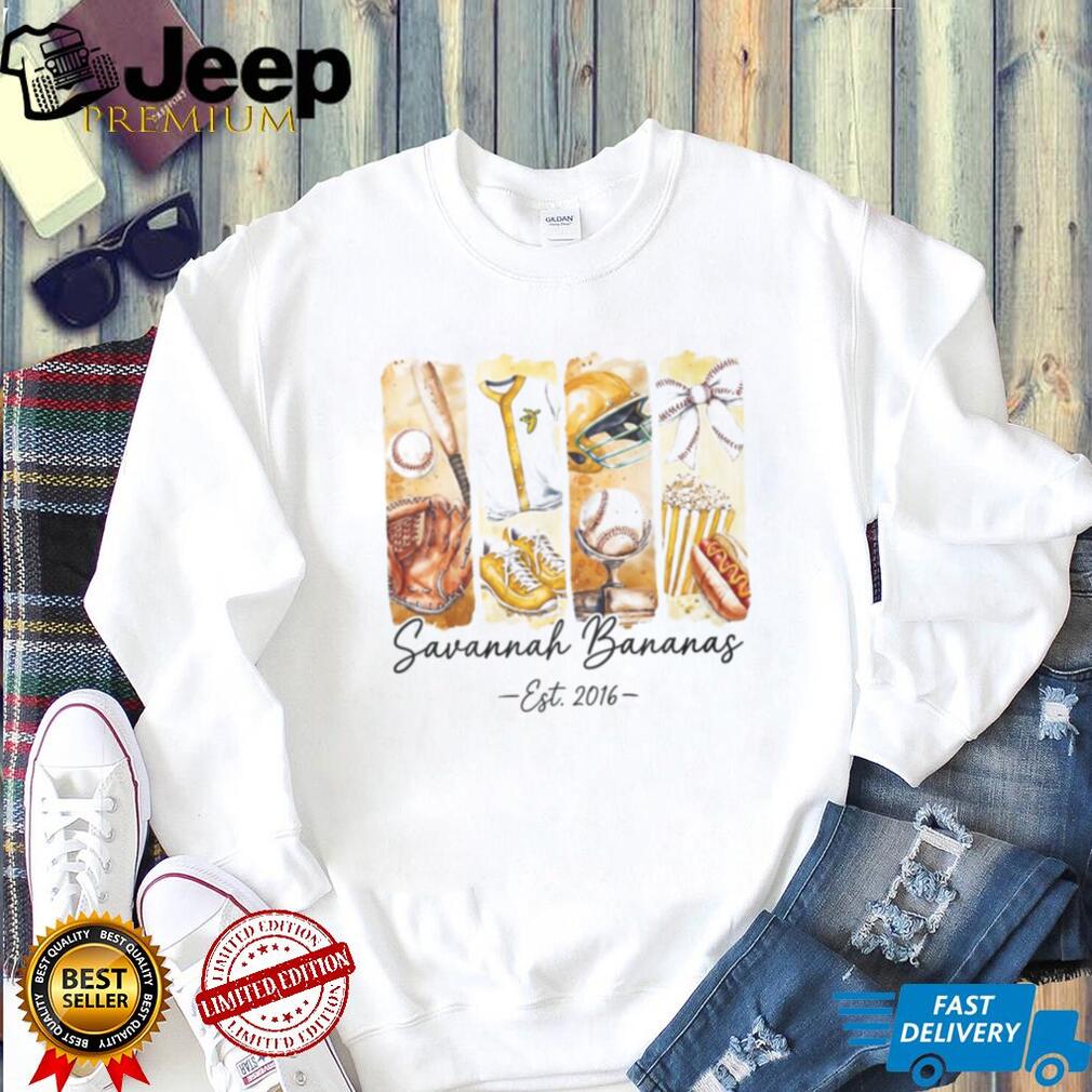 Vintage Savannah Bananas Est 2016 Watercolor Equipment Baseball T Shirt