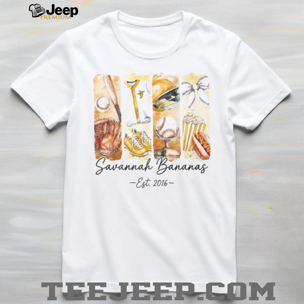 Vintage Savannah Bananas Est 2016 Watercolor Equipment Baseball T Shirt