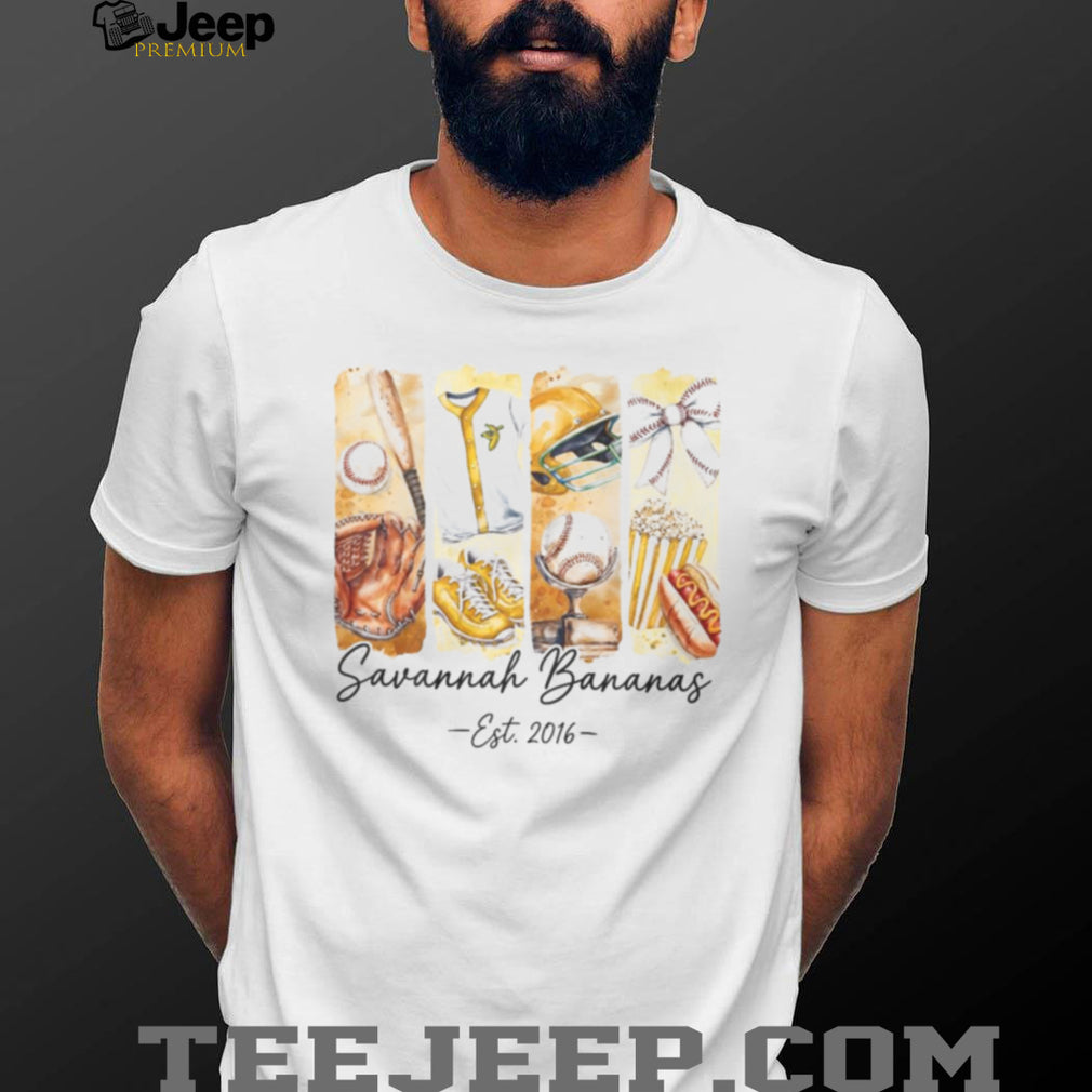 Vintage Savannah Bananas Est 2016 Watercolor Equipment Baseball T Shirt