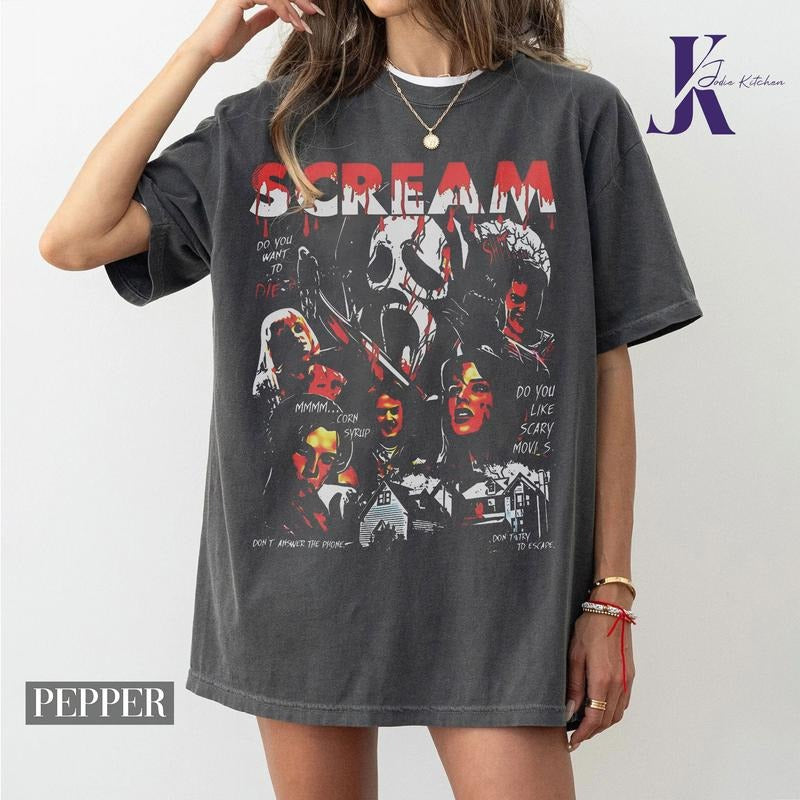 Vintage Scream Ghostface Shirt, Let's Watch Scary Movie Shirt, Horror Movie Shirt, Scream Movie Tee, Ghostface Sweatshirt