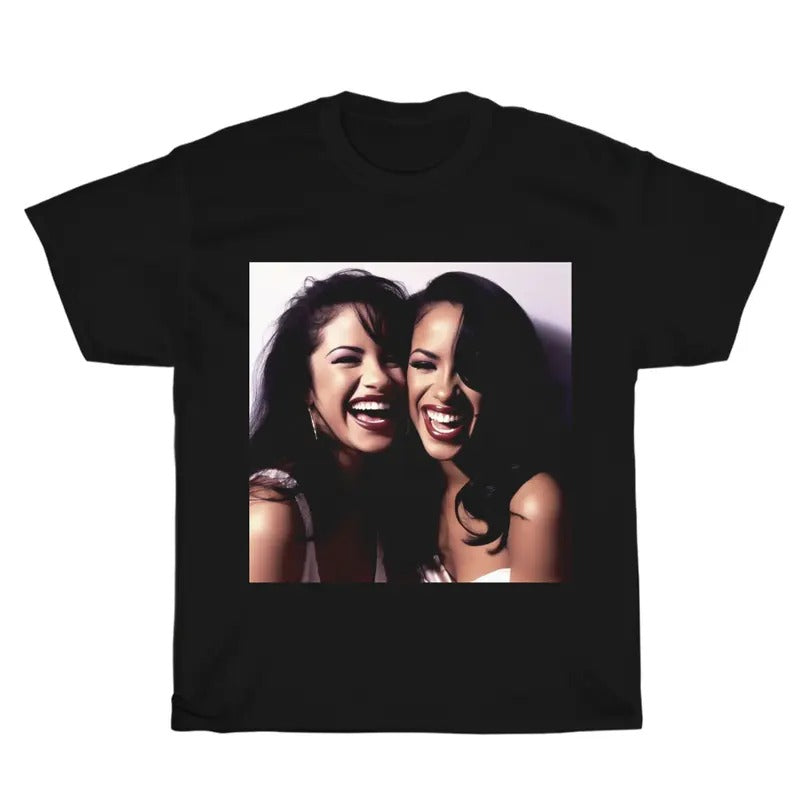Vintage Selena and Aaliyah Graphic Unisex Shirt, Bootleg Rap Design Shirt, Retro  Hip-Hop Merchandise, Rap Gift for Him Her Crewneck Streetwear Menswear Top