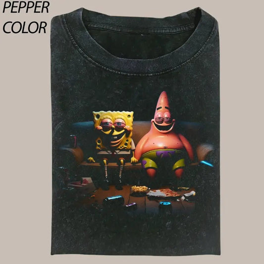 Vintage SpongeBob After The Night Party Graphic Unisex T-shirt, Funny Friend Tee, Valentine's Day For Him, Valentine's Gift For Boyfriend Menswear Top