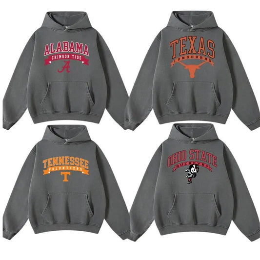 Vintage Sport Teams NCAA Collection Dark Heather Hoodie, NCAA Football Logo Shirt, Graphic Shirt for Men, for Women Tops Casual Long Sleeve