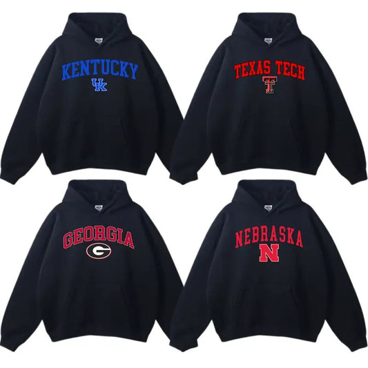 Vintage Sport Teams NCAA Collection Unisex Crewneck Black Hoodie, Graphic Team Collection Hoodie, Gift For NCAA Fan