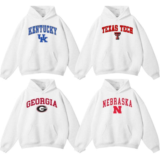 Vintage Sport Teams NCAA Collection Unisex White Hoodie, Graphic Team Collection Hoodie, Gift For NCAA Fan