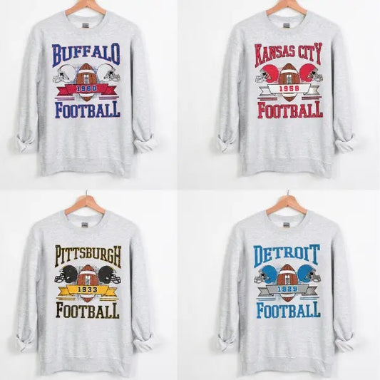 Vintage Style All Teams Football Sweatshirt, Unisex Womens Mens Shirt, Gift For Fan, Classic Cotton Menswear Embroidered