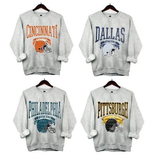 Vintage Sweatshirt All Teams Football, Cincinnati Football, Kansas City Football, Philadelphia Football, Dallas Football, Pittsburgh Football , Gif For Sport, Classic Sport Sweatshirt Cotton Menswear