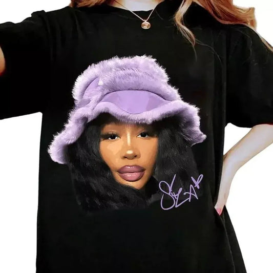 Vintage Sza Purple Tee Black Unisex T-Shirt, unisex cotton Tshirt Streetwear