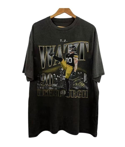 Vintage T.J Watt Shirt, Sweatshirt , Football shirt, Classic 90s Graphic Tee, Unisex, Vintage Bootleg, Fan Gift Tropical Casual Operator Top
