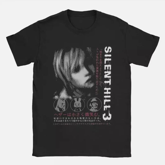 Vintage T-Shirt Silent Hill 3 Leisure Pure Cotton Tee Shirt Short Sleeve T Shirt Halloween - graphic tshirt - game unisex tee  Casual Fabric