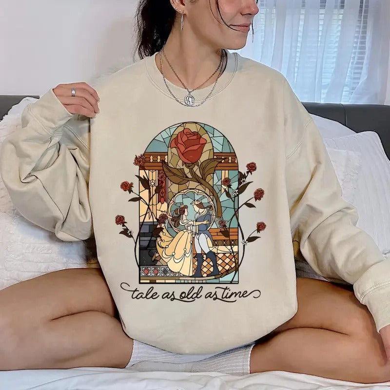 Vintage Tale As Old As Time Sweatshirt, Beauty And Beast T-Shirt, Belle Beauty Princess Shirt, Gift For Her Hoodie