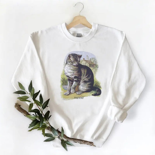 Vintage The Cat Unisex Tshirt, lover Cat, animal, sweatshirt, hoodie Cotton Fabric Womenswear Unisex